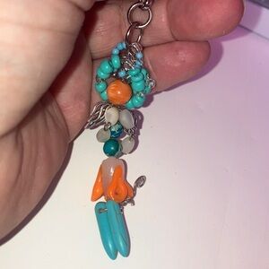 New Handmade Beaded Marge Simpson Fairy Keychain Bag Charm Turquoise Blue Orange